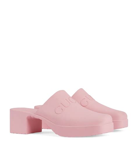 gucci rubber mules pink|gucci suede mules.